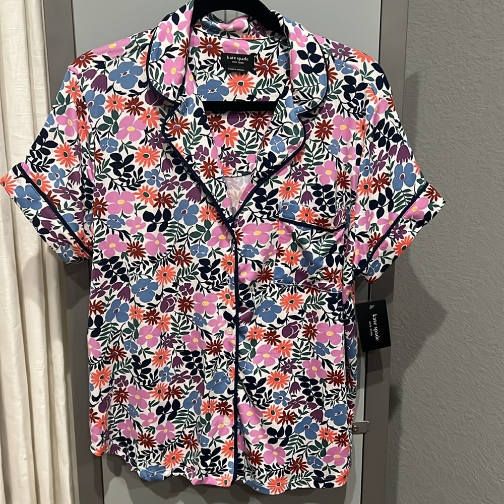 Kate Spade floral pajama set size large NWT